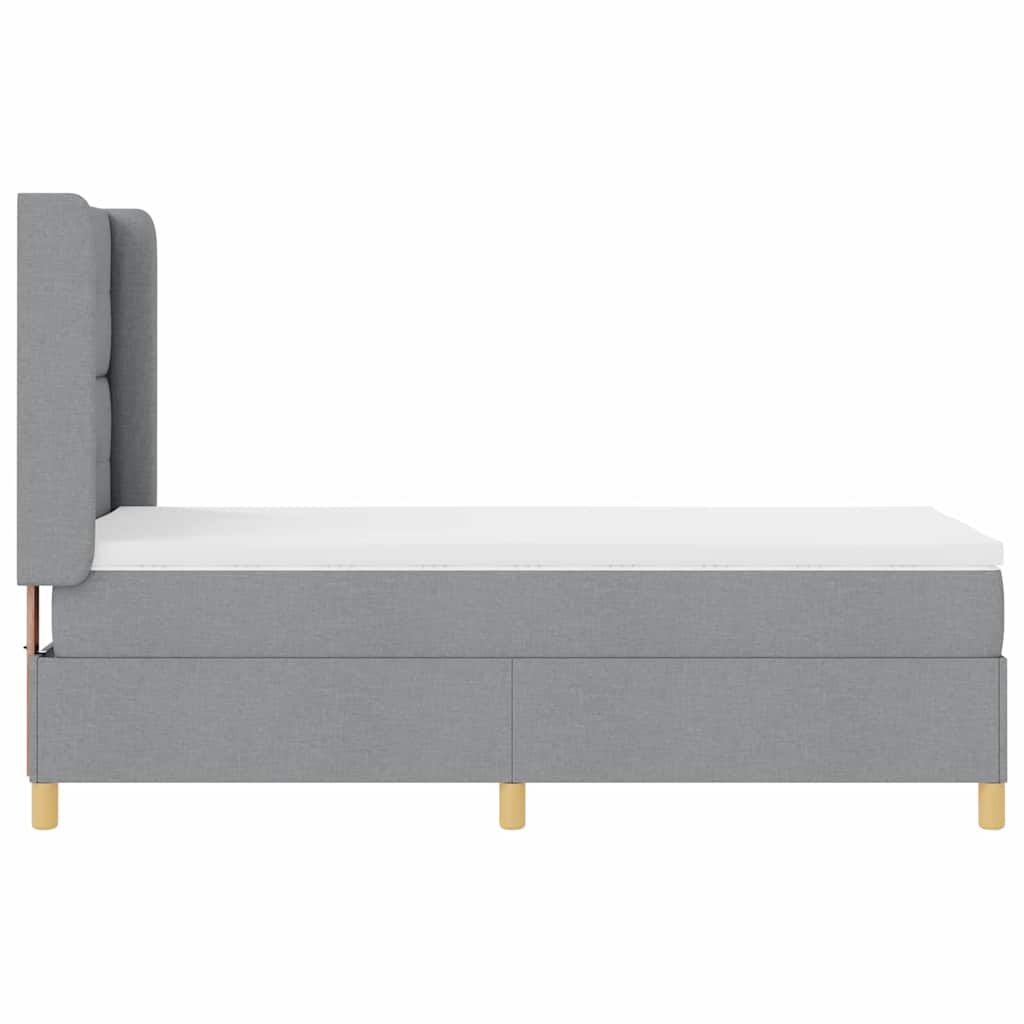 Boxspring Bed with Headboard Light Gray 100 x 200 cm Fabric