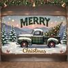 Vintage Truck Banner Gold Ornaments Holiday Truck Display Christmas Banner Classic Truck Design Merry Christmas Banner