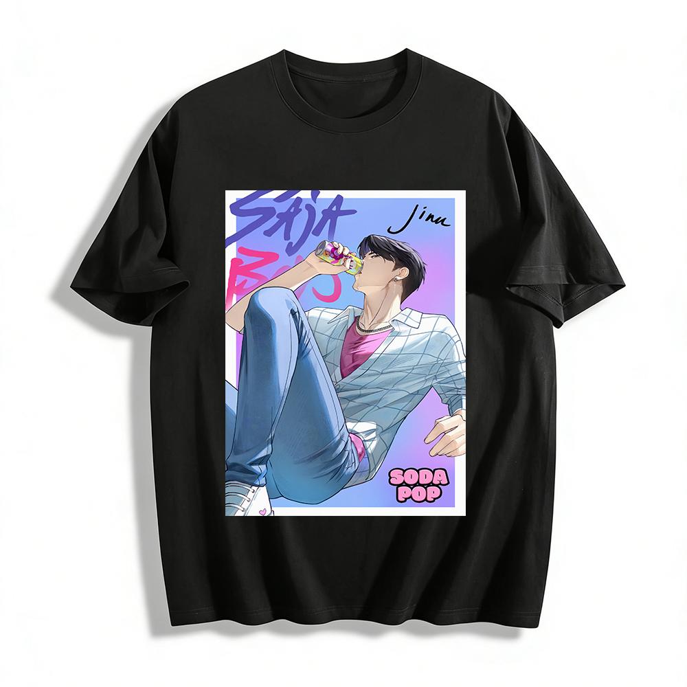 

Korean Style Cool Soda Boy Print Casual T-Shirt Unisex Loose Breathable Top For Daily Wear Pure cotton T-shirt XXS