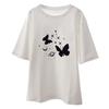 Medium and Long Couple Loose Butterfly Short-sleeved Top Women's Korean Version Summer Casual T-shirt Bottoming Shirt