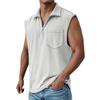 Men's Summer Solid Color Sports Zipper Lapel Vest Men's Sports Casual Vest