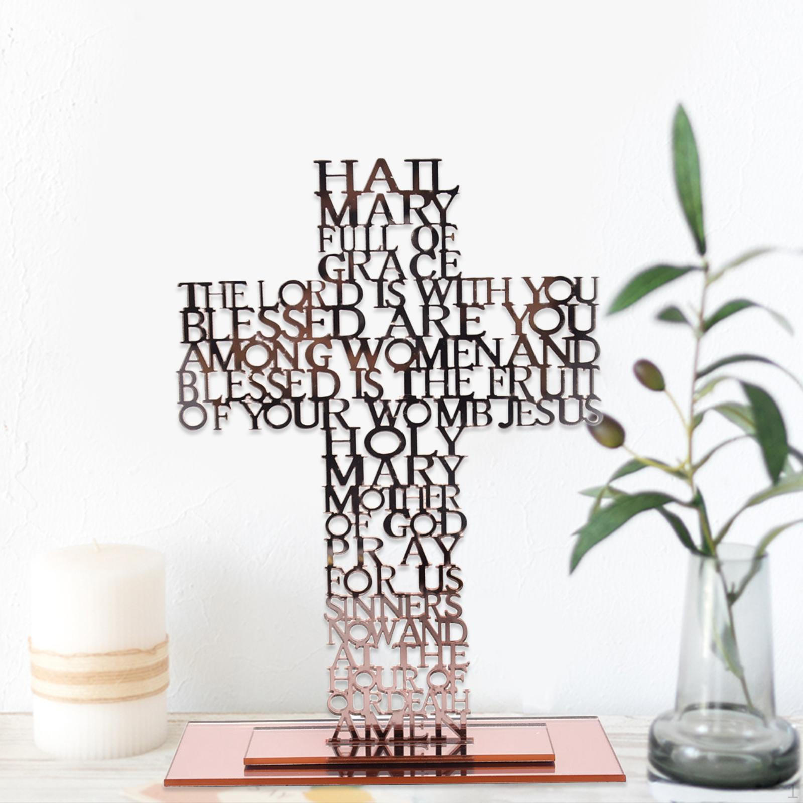 

Standing Crucifix Home Scriptures Chapel Relics Figurine Decor рожевий колір золота