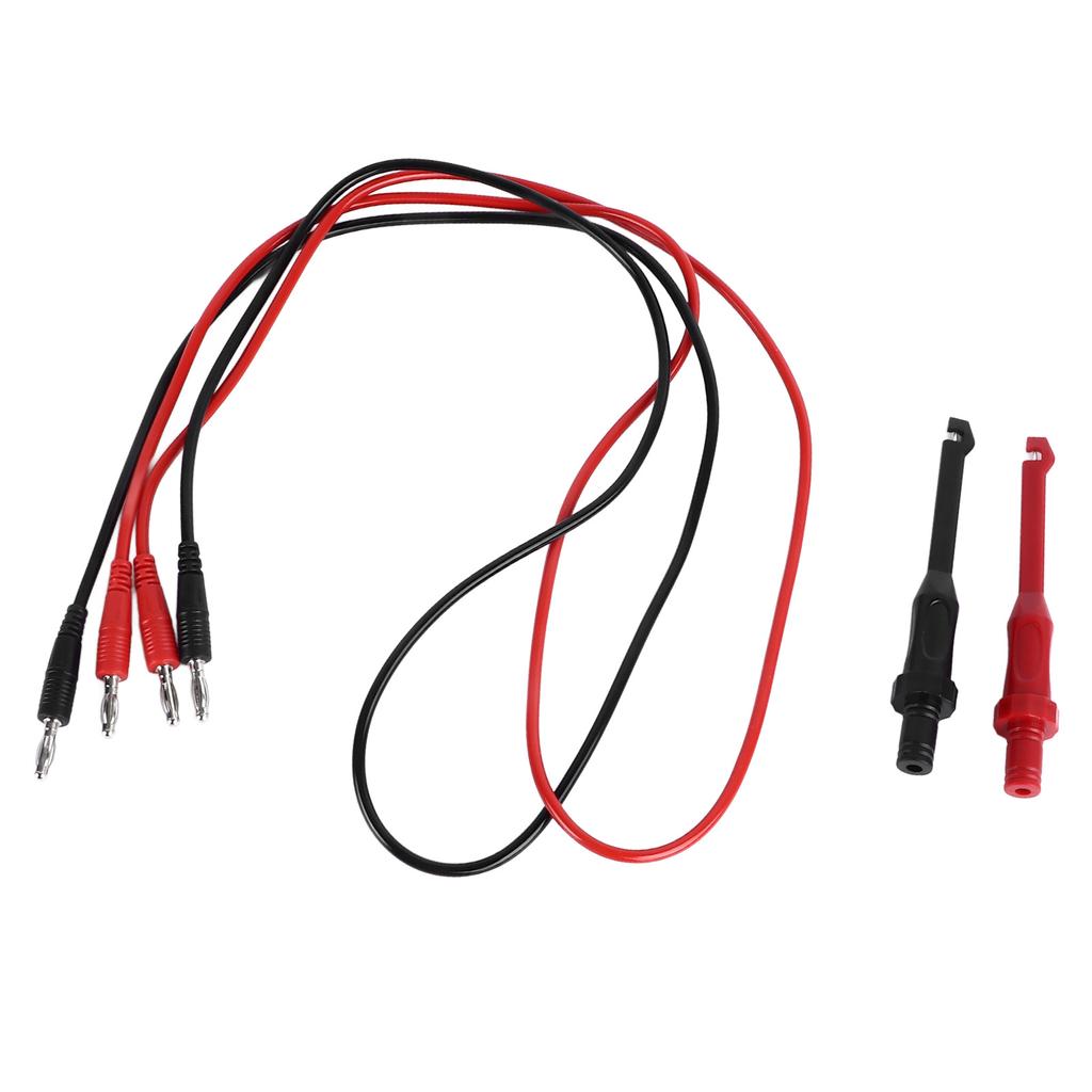 4mm Dual Banana Plug Test  s with Repair Testing Hooks Black Red Silicone Resin Electrical Testing Wire 1M 10A