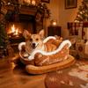 Scratch Resistant Dog Sofa Christmas Sleigh Bed with Non Slip Base Plush Calming Pet Holiday House for Indoor Outdoor Fun Cats Puppies Easy