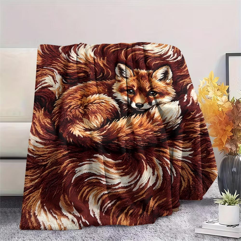 Felt rabbit kitten fox zebra Print Flannel Blanket,High quality Comfortable for All Seasons,Home Decor,Warmth and Comfort,Perfect for Christmas Gifts