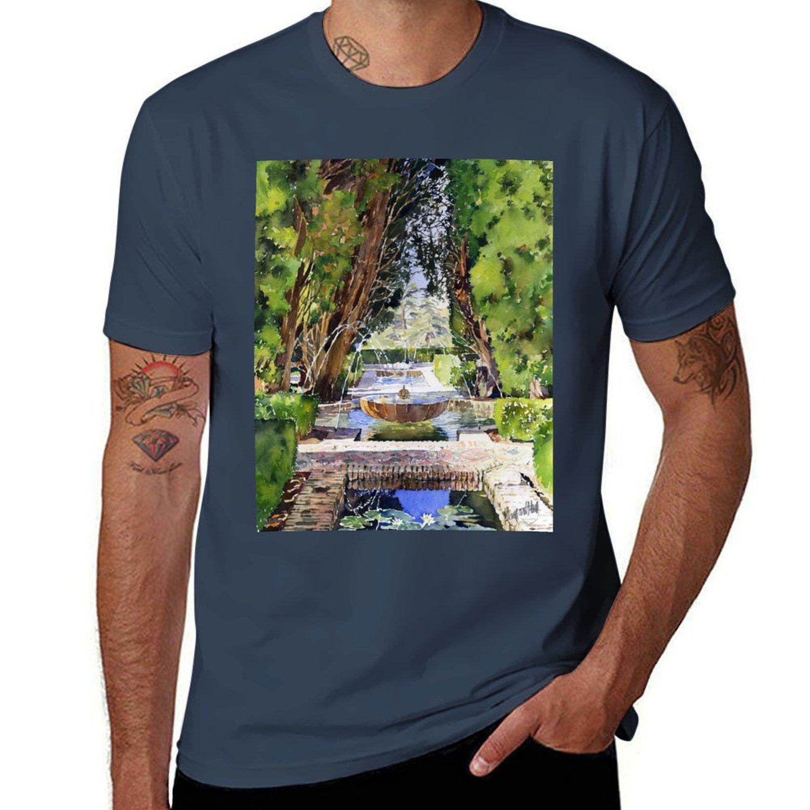 Fountains in the Gardens of the Generalife Granada TShirt Breathable Gym Short Sleeve TShirt S