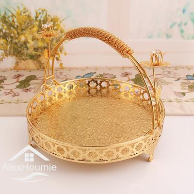 European Vintage Fruit Plate High-end Round Hotel Glass Plate Multi-layer Fruit Basket Fashion Creative Cake Plate Ornaments