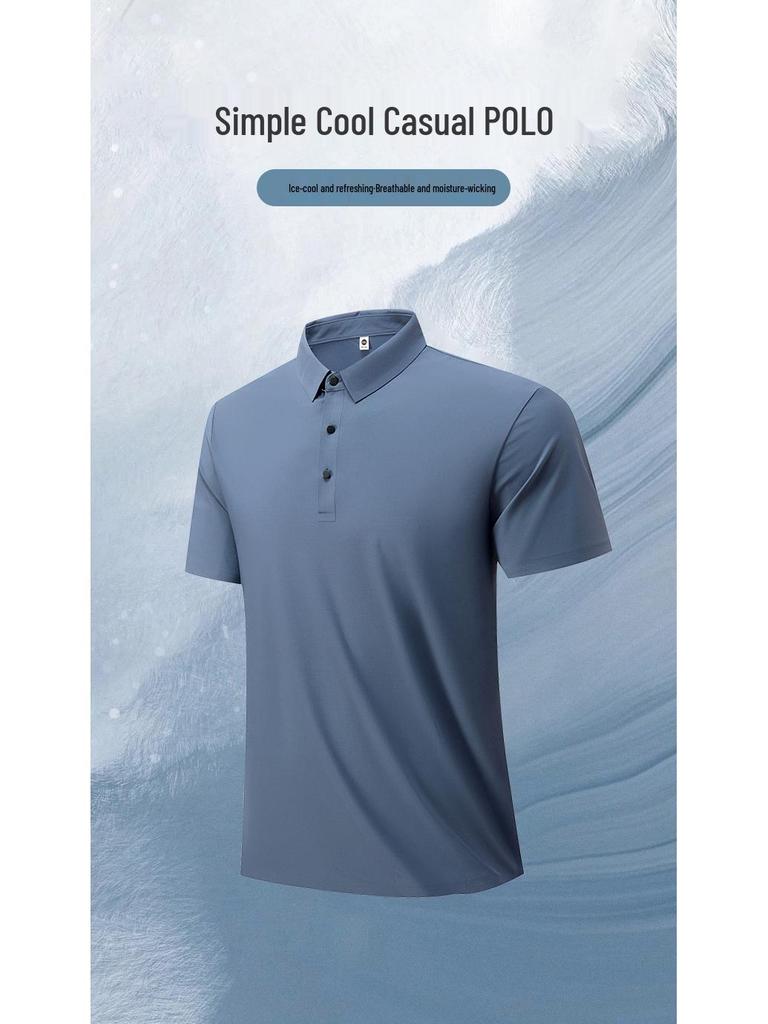Men's Summer Quick-Dry Breathable Polo Shirt - Stretch Ice Silk Short Sleeve Trendy Top