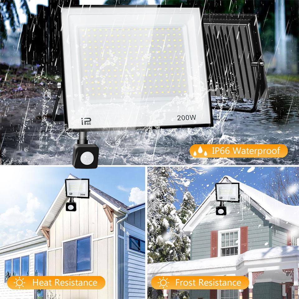 LED PIR Motion Sensor Floodlight Outdoor 20W 30W 50W 100W 150W 200W AC220V110V Waterproof Outdoor Projector Spotlight For Garden