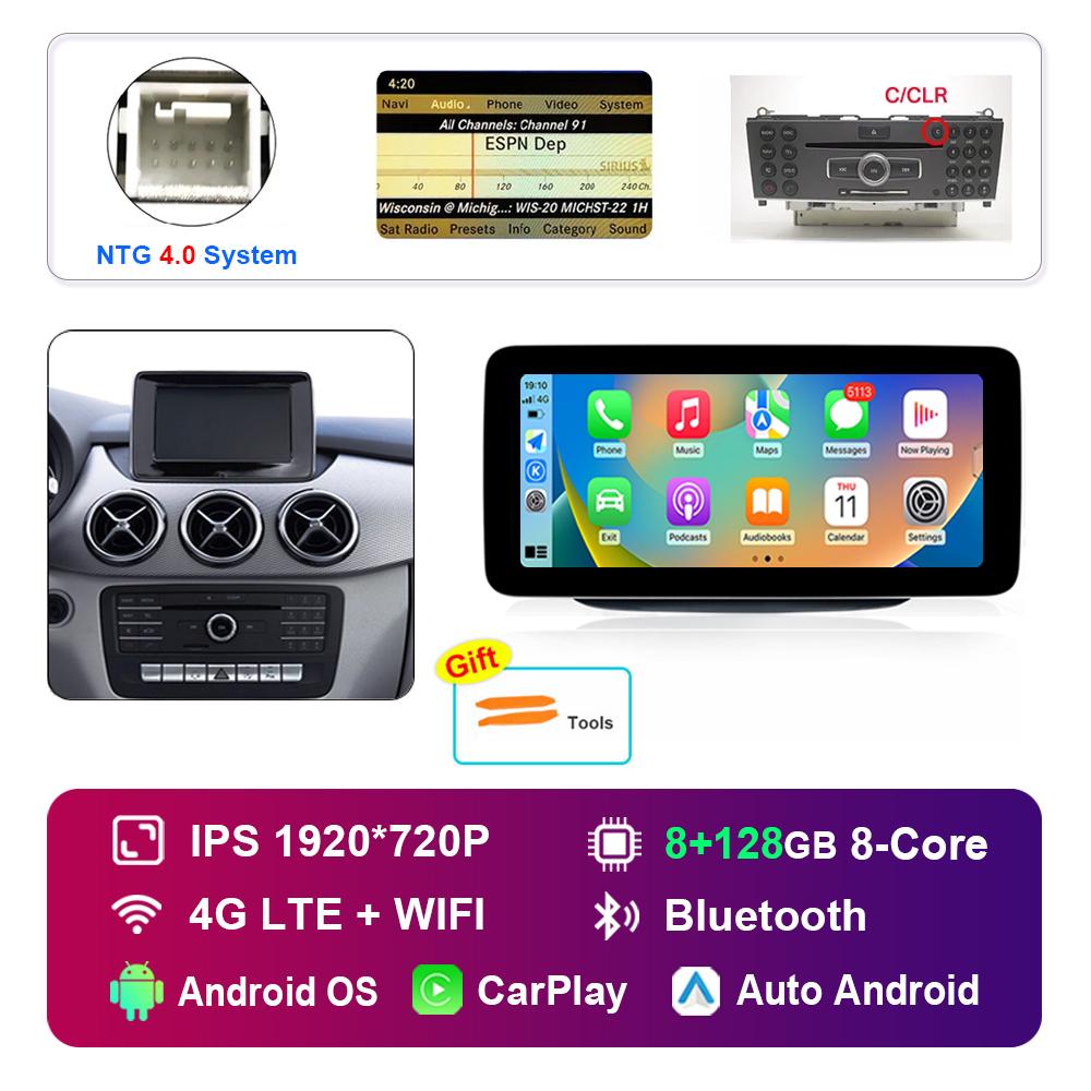 10.25 Inch 1920*720P for Benz B-Class W246 W245 2011 - 2019 NTG 4.0 4.5 System Android Car Radio Multimedia Player GPS 4G WiFi