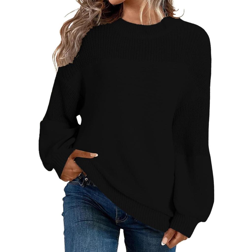 Damen Langarm Winterpullover Strickpullover Rundhals Pullover Strickpullover