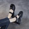 Fashion 5CM Handmade Retro Platform Sandals Women Summer Wedges Heel Shoes Round Toe Genuine Cow Leather Comfort Versatile Sandals