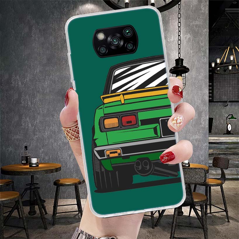 Japan JDM Sports Cars Comic Soft Phone Case For Xiaomi Redmi 15C 15 13C 13 Poco X5 X6 X7 F7 Ultra M7 12C 12 10 10C 9C 9A 9T 9 Fu