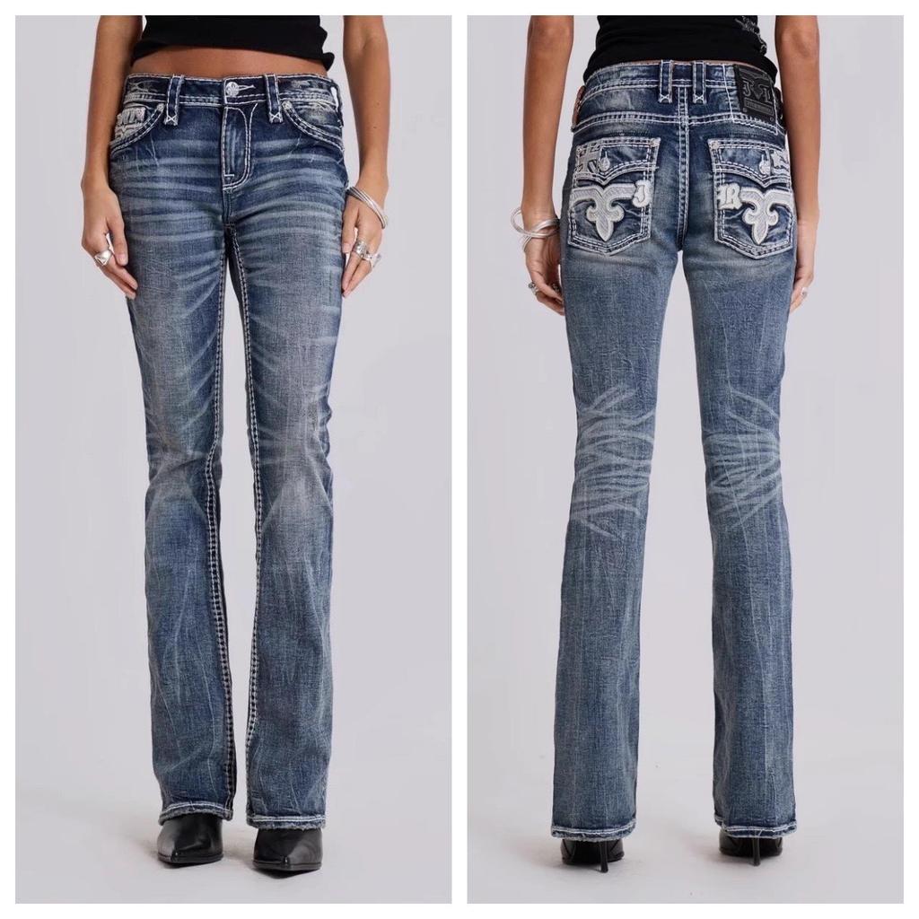 Women Vintage High Street Low Rise Flared Jeans Autumn Bell Bottom Y2k Goblin Core Harajuku Skinny Denim Pants Streetwear