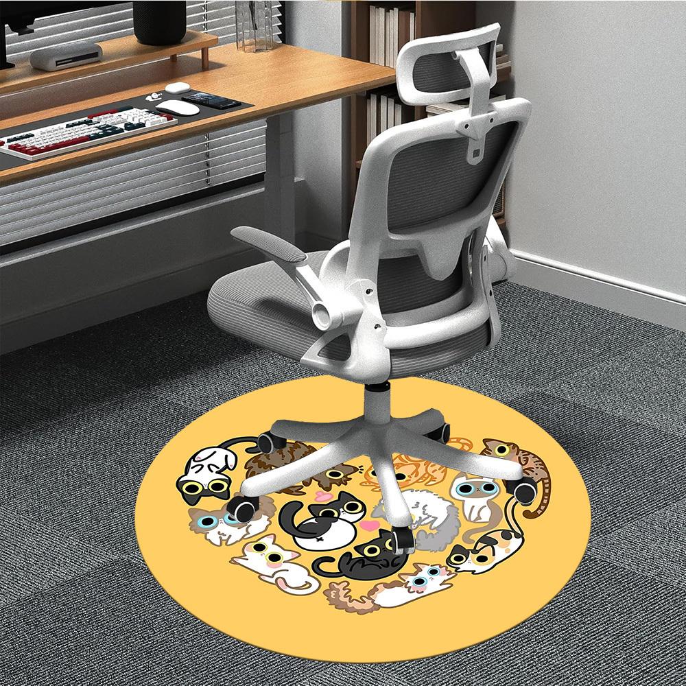 1pc Cat Love Office Round Area Rug,  Mat Suitable For Office, Under Office Chairs Bedroom Living Room Home Decor, Room Deco