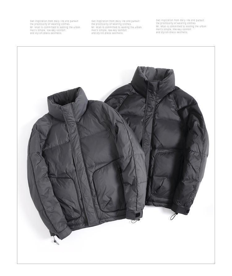 Pánská trendy krátká teplá péřová bunda se stojáčkem na zimu 2025