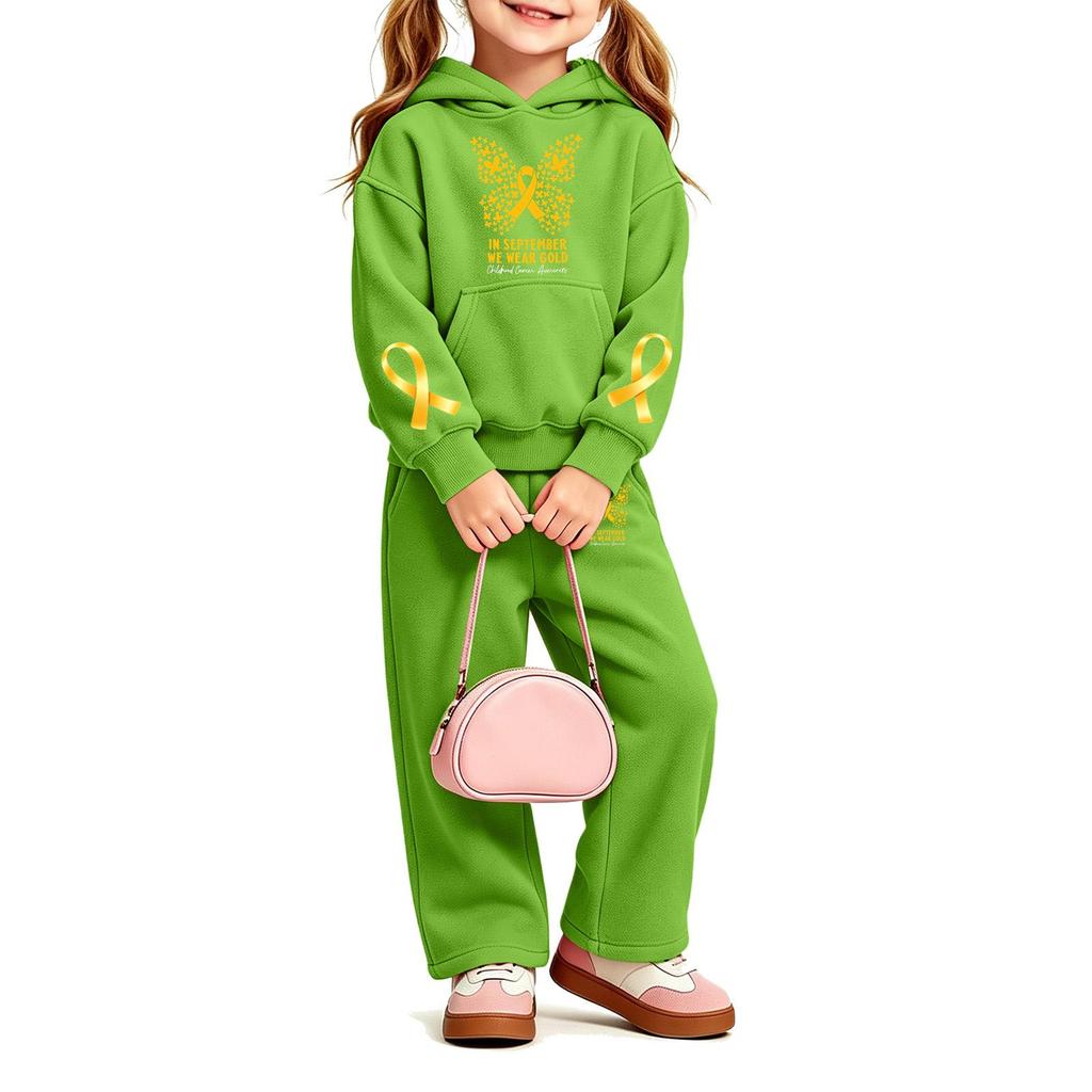 Girls' Print Hoodie and Sweatpants Set, 2-Piece Outfit for Casual Wear