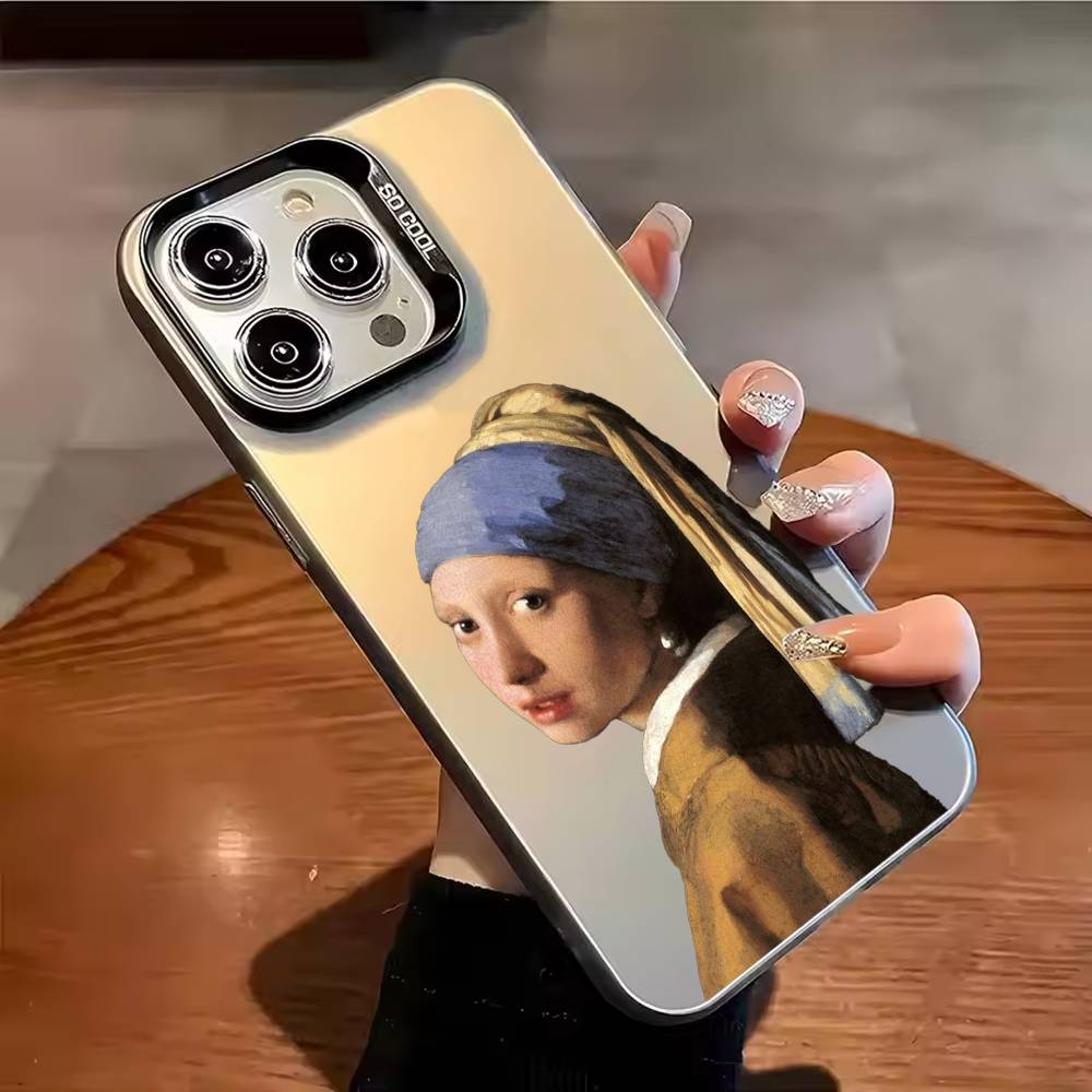 

Het meisje met de parel and Mona Lisa Phone Case For iPhone 17,16,15,14,13,12,11,Pro Max,Plus Candy Silver Cover iPhone16plus