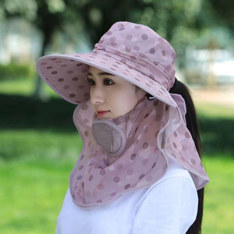 

Female Sun Hat Sun Hat Tea Picking Face-Covering and Sun-Shading Female Summer Sun Hat Cycling Sun Hat UV Protection Taro All yards