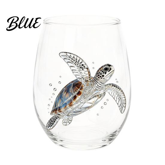 Vetro Dipinto a Mano Artigianale Animale Tema Trasparente Bicchiere Marino Manico Ergonomico Artigianale Cocktail Creativo da Bere per
