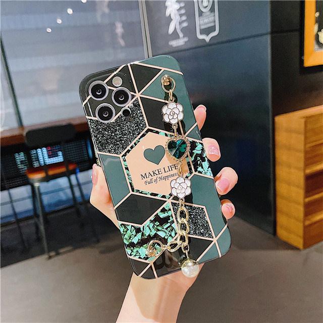 

Чехол для телефона с мраморным браслетом 14 Pro Max для iPhone 11 12 13 X XR XS MAX 7 8 Plus SE2 3, мягкий защитный чехол-цепочка For iPhone 14