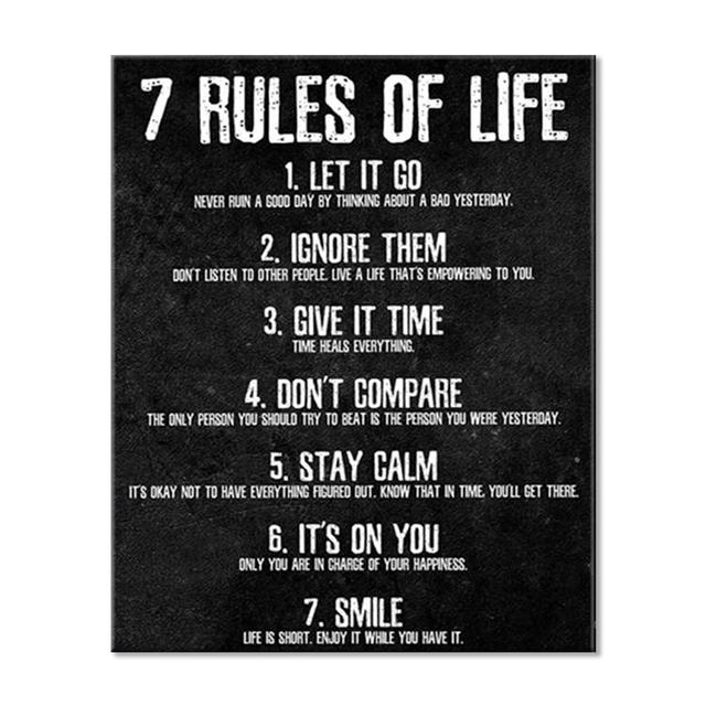 

7 правил жизни: следите за своими мыслями. Мотивационные постеры и принты на холсте. Настенная картина для гостиной. 21*30cm