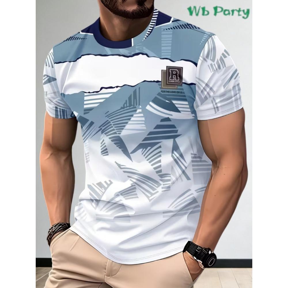 3D Print Short Sleeve Top Summer Simple Fashion Street Round Neck Men s T-Shirts XS