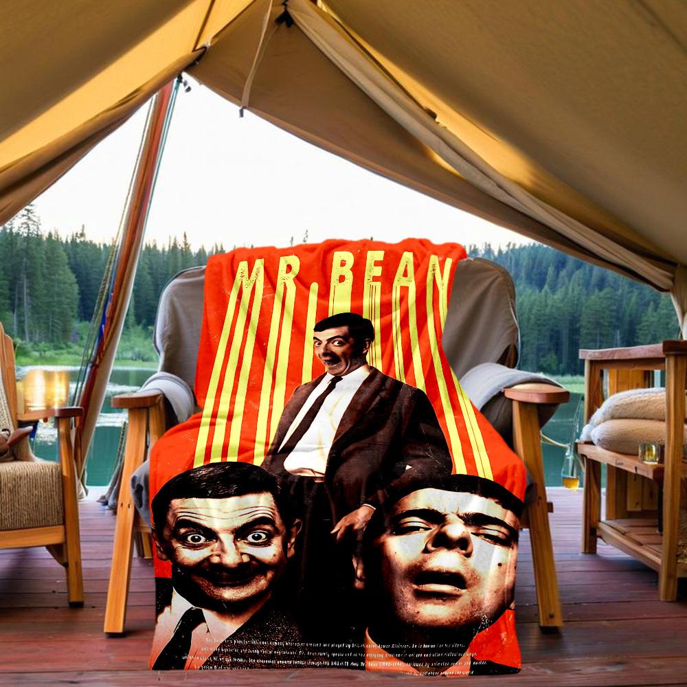 1pc Mr. Bean Outdoor Blanket Lightweight Flannel, Soft & Warm, All-Season Use for Sofa, Outdoor, Camping, Living Room, Office028