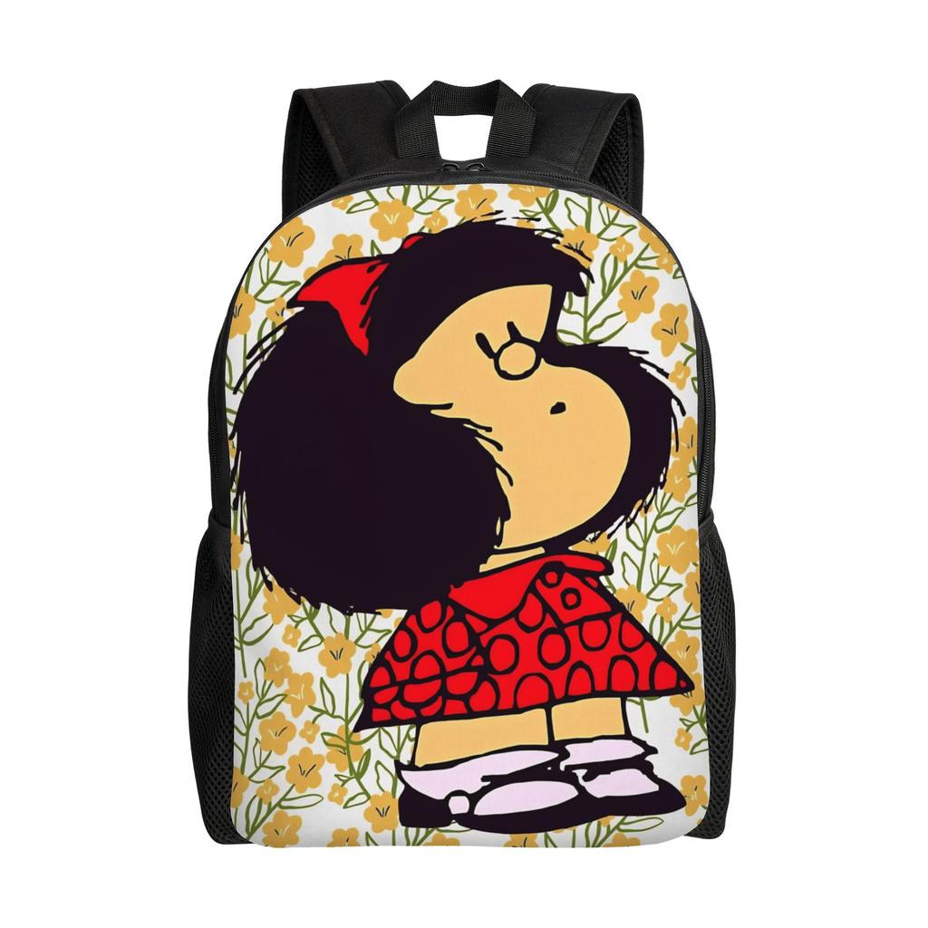 Cartoon Girl and Puppy Gardening Backpack for Men Women Cool High School Hiking Travel Daypack Mafaldas College Canvas Bags Gift