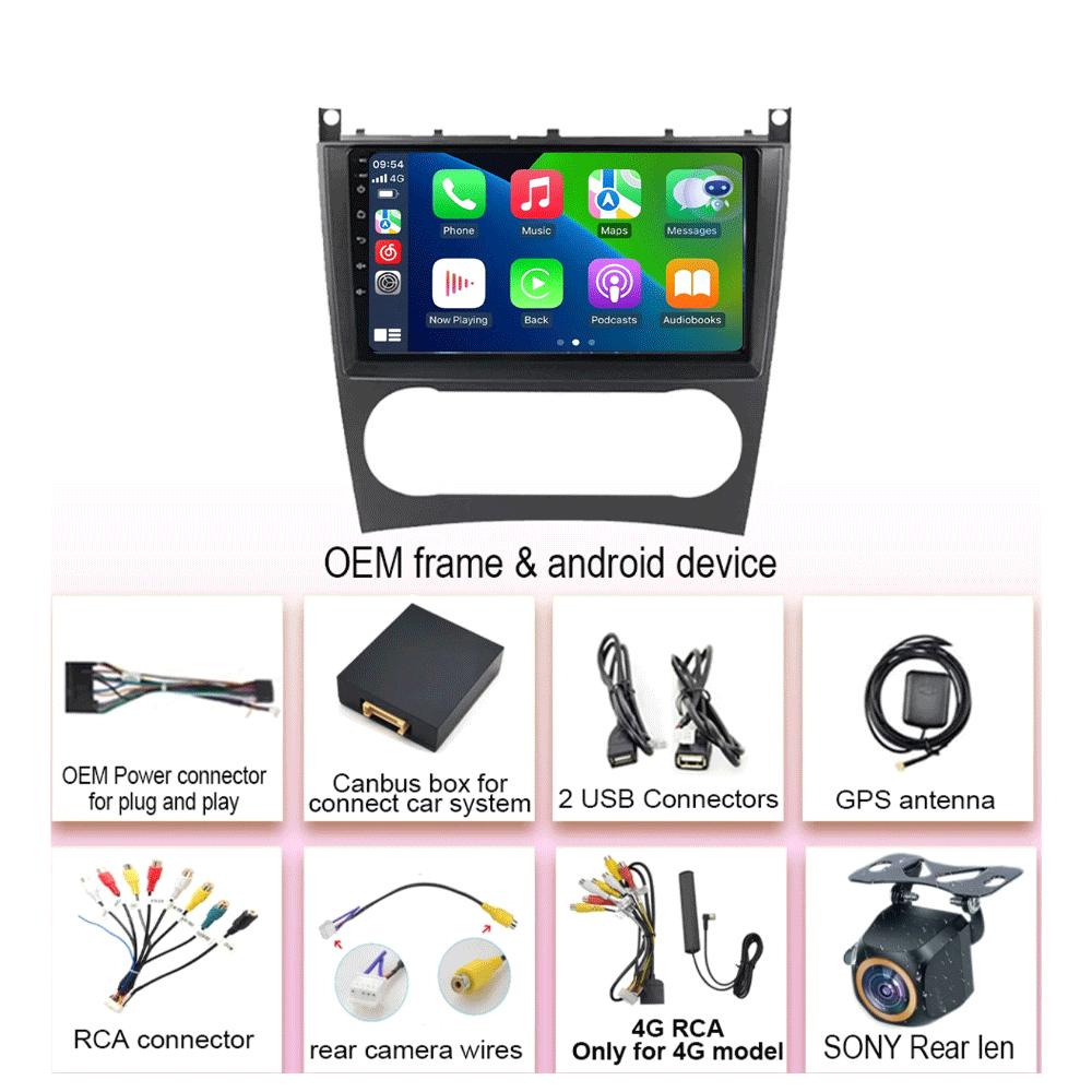 Pentru Mercedes/Benz/CLK/W203/W209/W219 W169 A160 C180 C200 Navigație GPS Player video Auto Radio 8+128G Android 14 Video pentru mașină