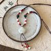 Painted ceramic fish necklace, Bohemian style woven rope necklace, women's vintage high-end beaded clavicle chain