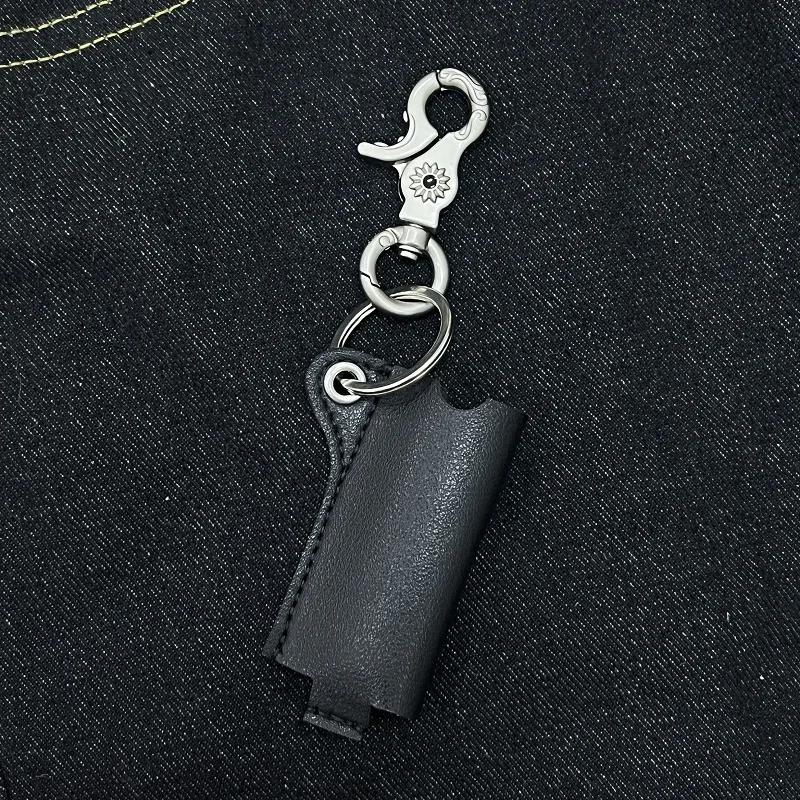 Simple Leather Case Protective Cover for Lighter Keychain Accessory Unisex Metal Lighter with Keychain Simple Design