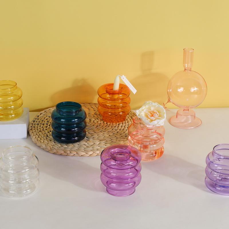 Glass Candle Holder 2 In 1 Vases Room Decoration Accessories Candle Holder Dining Table Home Decor European Wedding Decoration