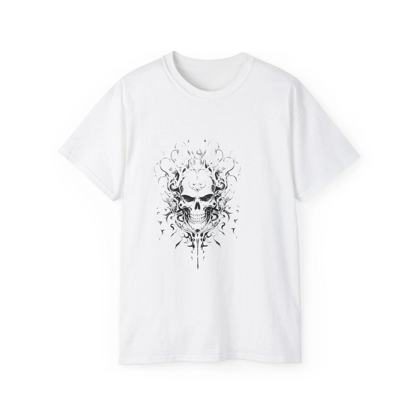 Tattoo Skull Black Biker Scary Horror | Custom Graphic T-Shirt XL
