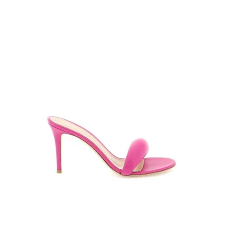 Fashion Brand Design Simple Solid Color Women's Slippers 2024 Summer New High Heel Black Gold Round Head Women's Sandals Size 34-46