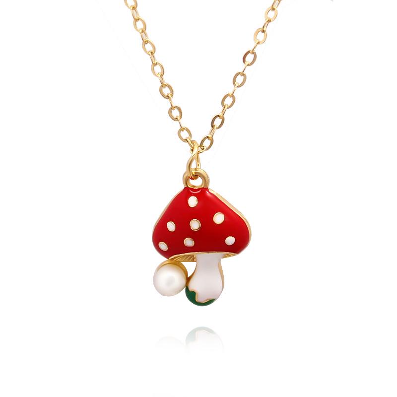 3D Red Mushroom Pendant Necklace - Trendy Friendship Accessory