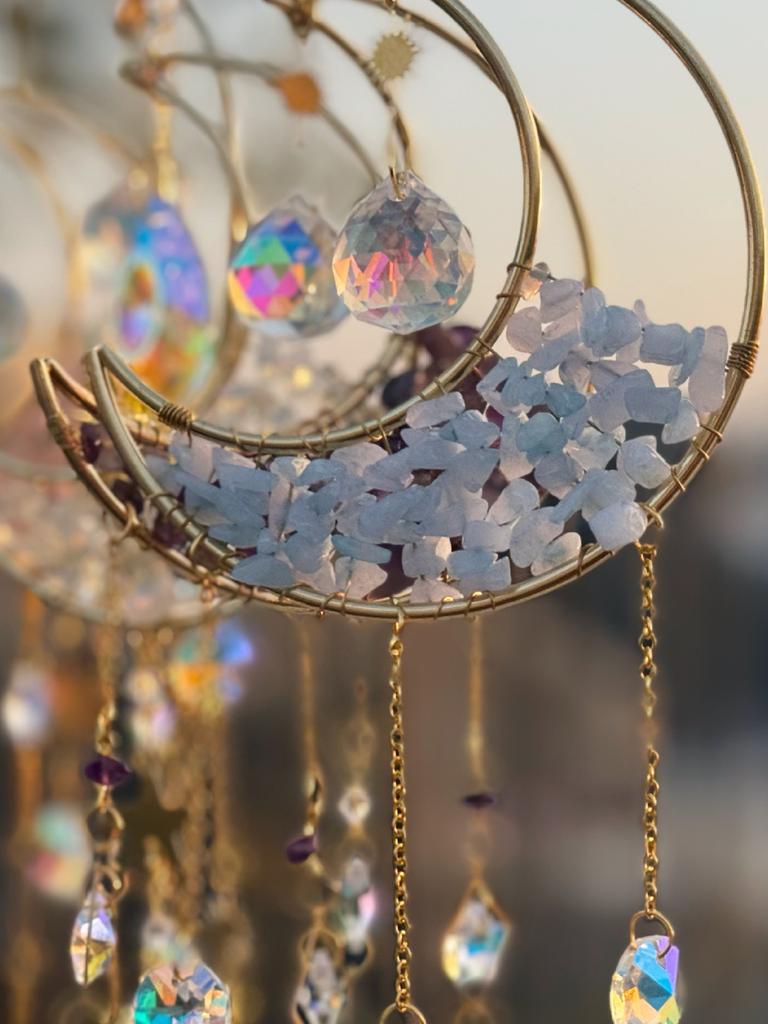 Crystal Sun Catcher Prism Wind Chimes Wall Hanging Decor Moon Catchers Rainbow Maker Light Catcher Garden Home Decoration Gift