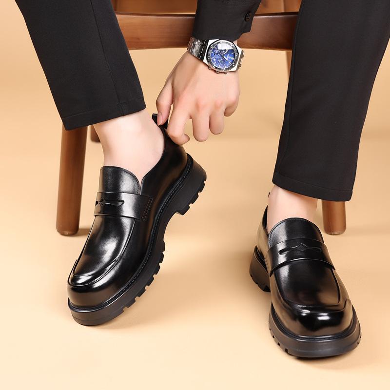 Men'S Doudou Shoes One Pedal Loafers Men'S Leather Business Casual Platform Leather Shoes