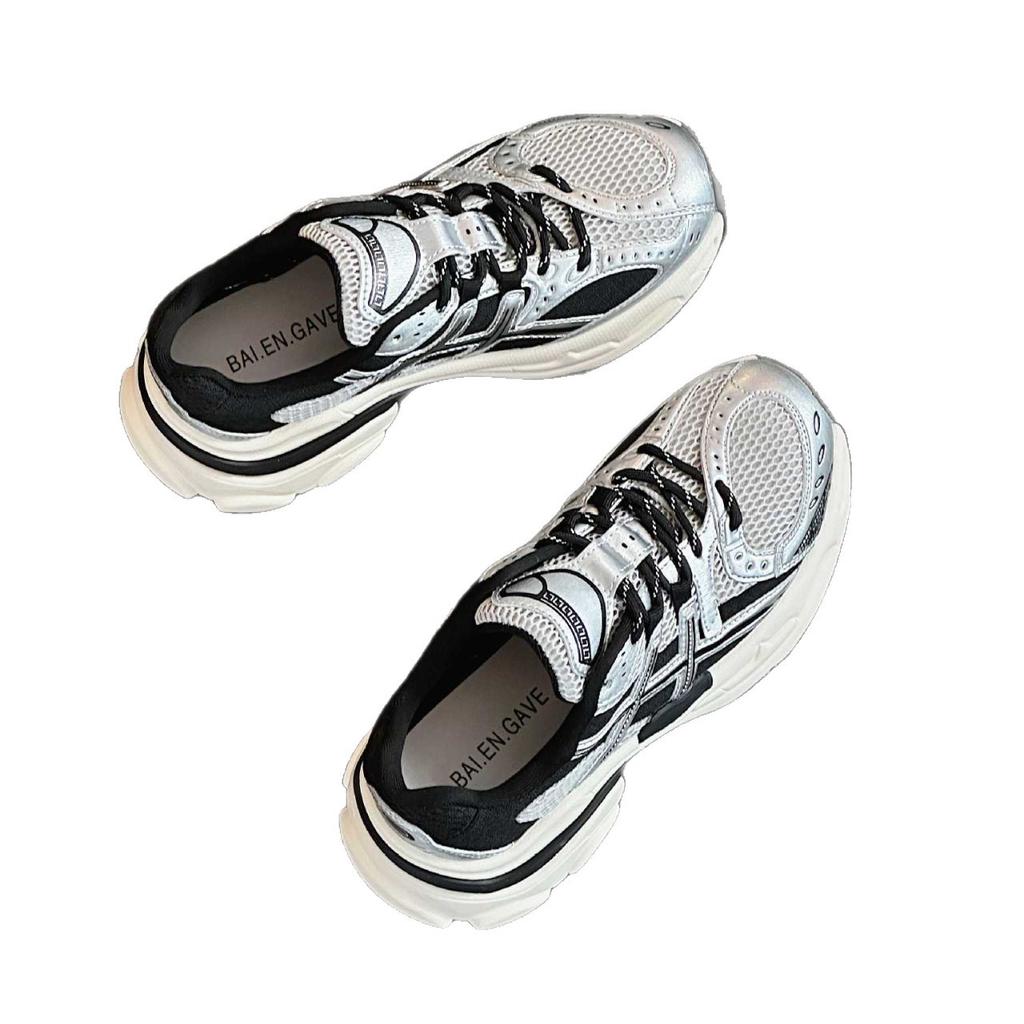 Thick-soled Silver Dad Shoes Women's Spring and Summer 2025 New Light Color Matching Versatile Height Increase Casual Sports Shoes Tide