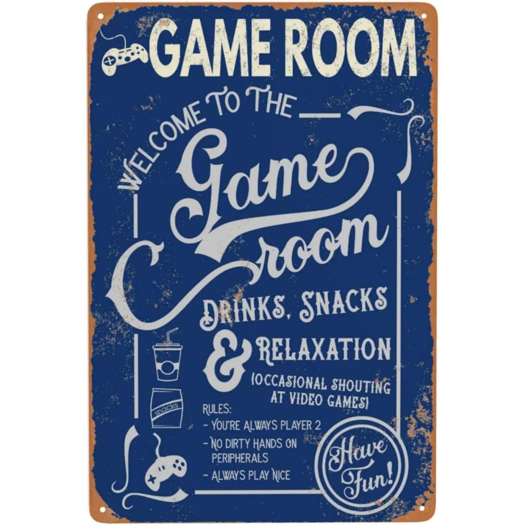 Gaming Room Metal Tin Sign Welcome Game Room Poster Bedroom Decor Iron Plate Youth Dorm Wall Plaque Decoration