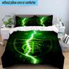 3pcs Green Shield Emblem Design Printed Bedding Set Duvet Cover Closure Includes 1 Duvet Cover & 2 Pillowcases Bedding Sets Home Decor Gifts