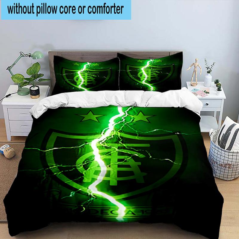 3pcs Green Shield Emblem Design Printed Bedding Set Duvet Cover Closure Includes 1 Duvet Cover & 2 Pillowcases Bedding Sets Home Decor Gifts