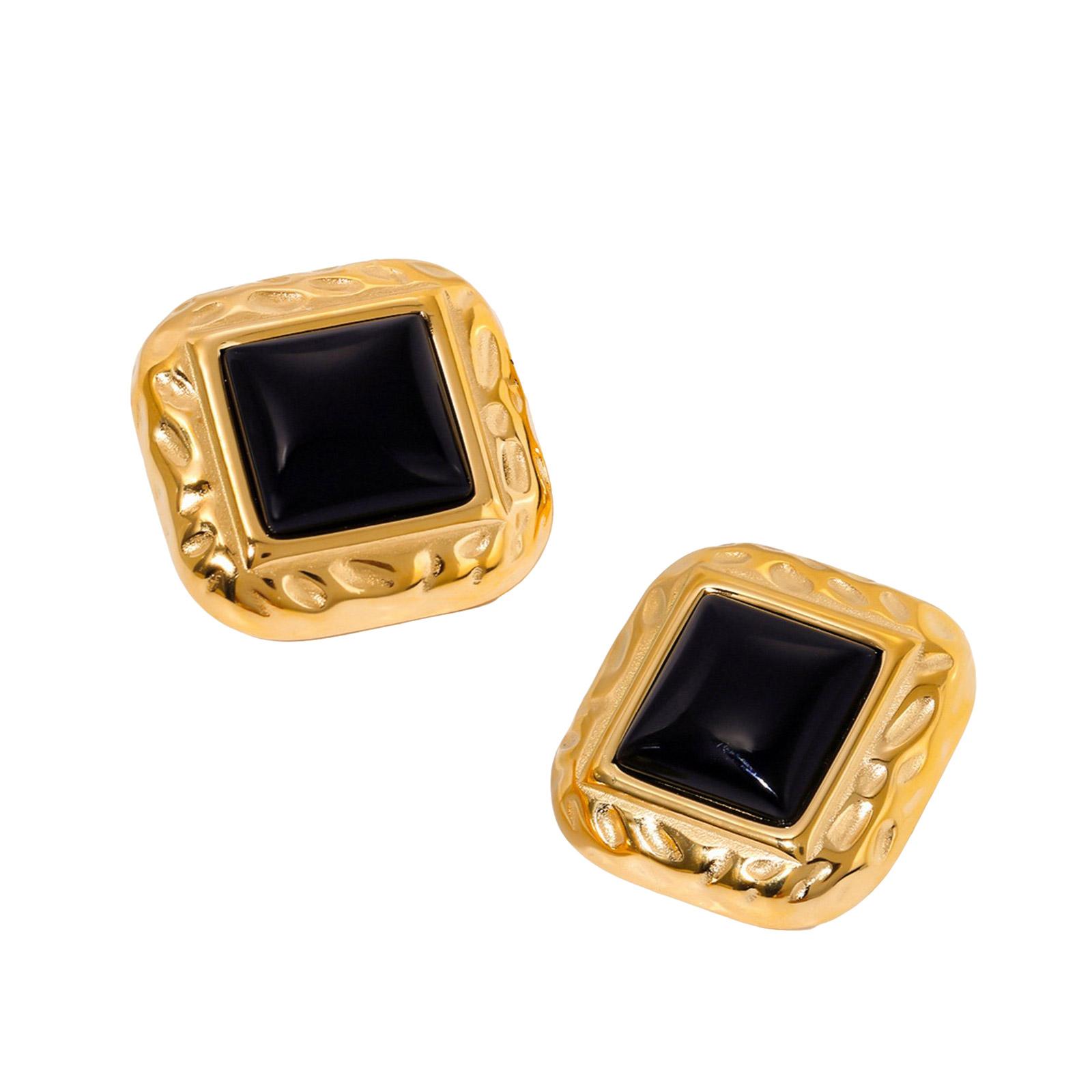 

Геометрические элегантные серьги из нержавеющей стали с текстурой, модные квадратные серьги-пусеты, подходят для повседневной носки и вечеринок чёрный