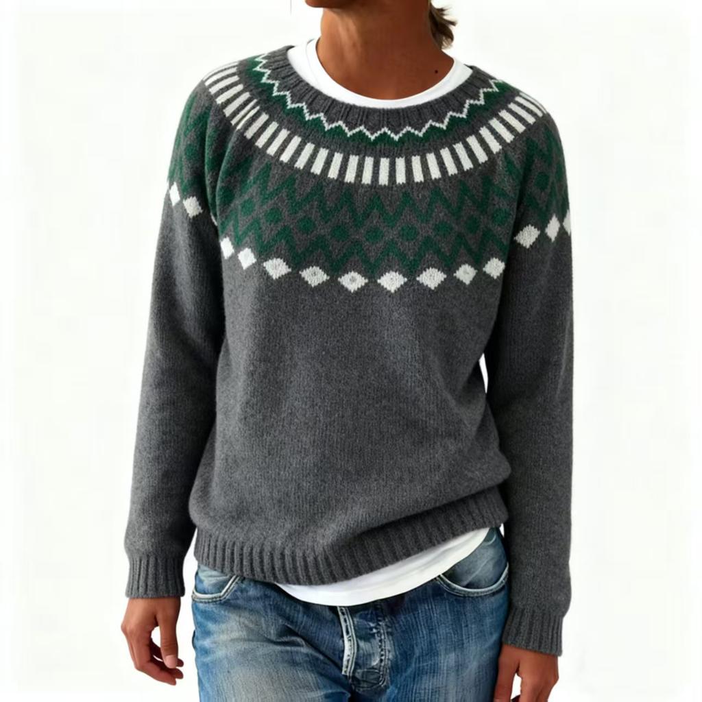 Ladies' Fashion Sweater, Round Neck,Loose Pullover Long-sleeved Knitted Sweater