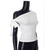 Minimalist Off Shoulder T Shirt For Women With Asymmetric Design And Polyester Fabric