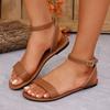 Damen Sandalen mit breiter Weite, einzelnem Riemen und flacher Sohle für den Sommer, lässige Pantoletten mit verstellbarer Schnalle