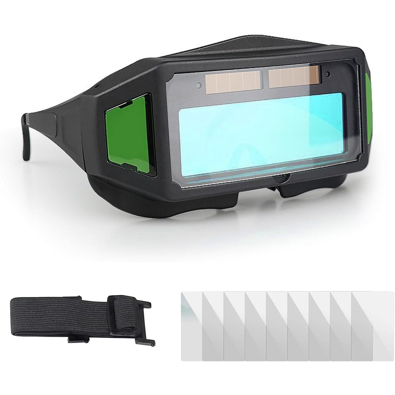 Welding Goggles, Safety Protection Solar Auto-Darkening Welding Goggles With 10pcs Protective Sheet, 0.1 Millisecond Fast Dimming, Welding Welding чёрный