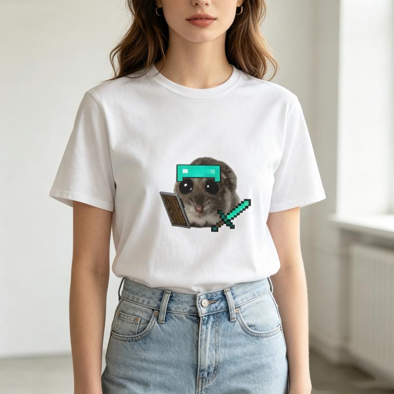 Gaming Mouse Meme Graphic T Shirt Funny Game Pixel Print Unisexs Unisexs Cotton Crew Neck Casual Oversized Tee Harajuku Y2k Top