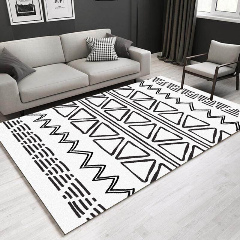 Moroccan Ethnic Style Carpet Simple Black White Gray Decorative Rug Living Room Study Non Slip Mat Home Decorative