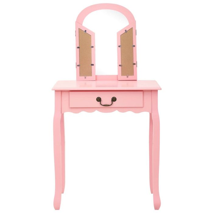 VidaXL Coiffeuse et tabouret Rose 65x36x128 cm Bois de paulownia MDF